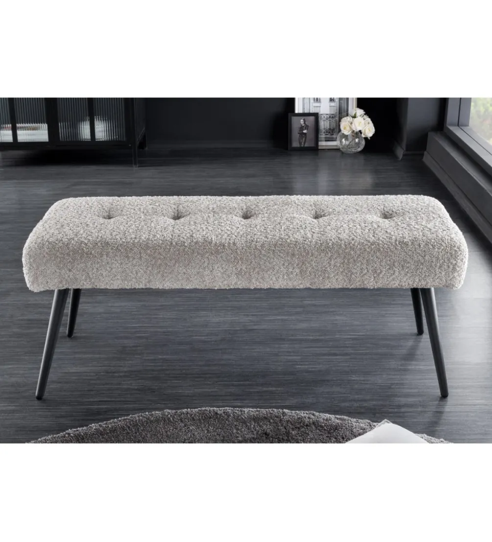 Ławka BOUTIQUE 100 cm tkanina bouclé szampański greige