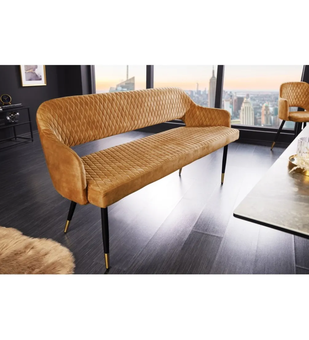 Ławka ETIENNE Paris 162 cm ciemna musztarda