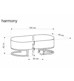 Ławka HARMONY 105 cm z pojemnikiem pepitka czarno biała