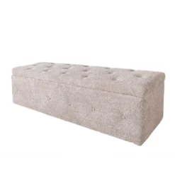 Ławka RAISA Extravagancia 140 cm z pojemnikiem Bouclé Szampański Greige