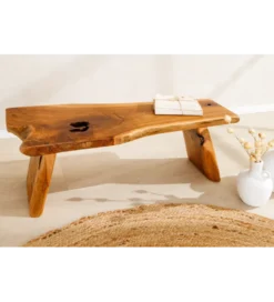 Ławka ROOT 100 cm drewno teak naturalny brąz
