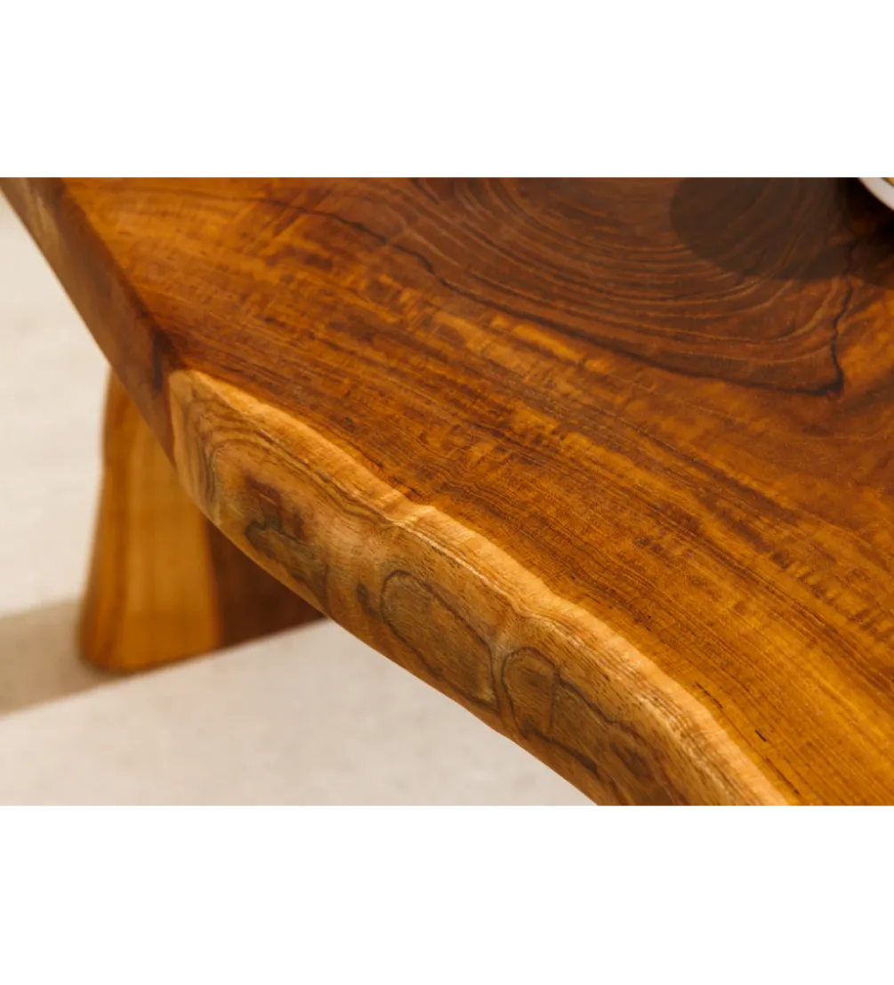 Ławka ROOT 100 cm drewno teak naturalny brąz