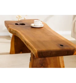 Ławka ROOT 100 cm drewno teak naturalny brąz