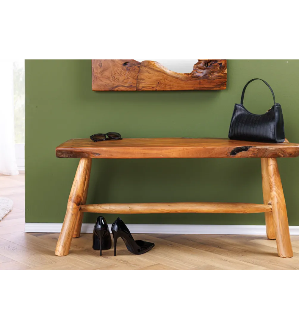 Ławka ROOT 100 cm drewno teak naturalny brąz