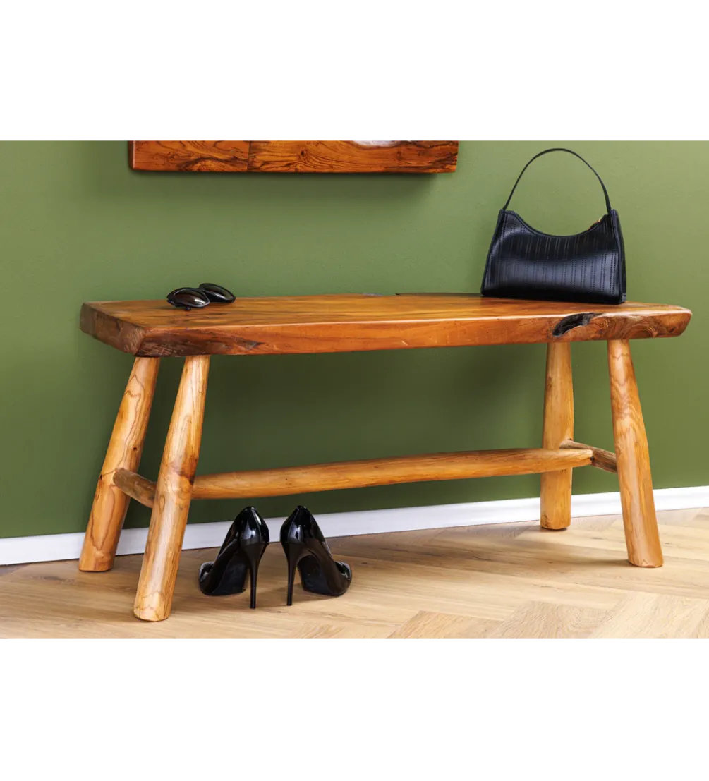 Ławka ROOT 100 cm drewno teak naturalny brąz