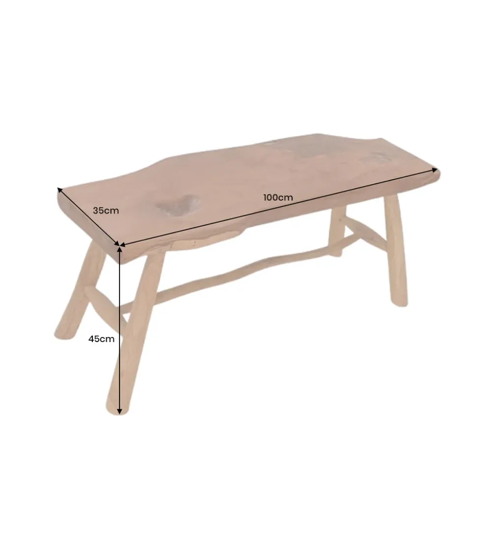 Ławka ROOT 100 cm drewno teak naturalny brąz