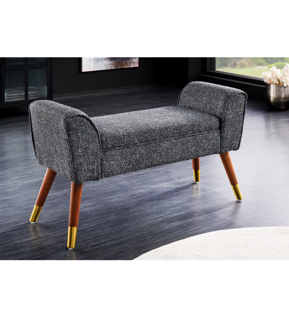 Ławka SCARLETT 90 cm tkanina bouclé antracyt