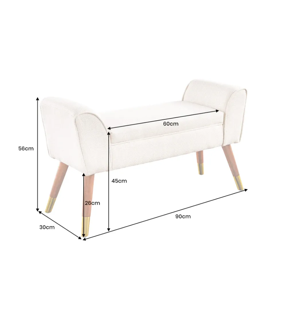 Ławka SCARLETT 90 cm tkanina bouclé antracyt