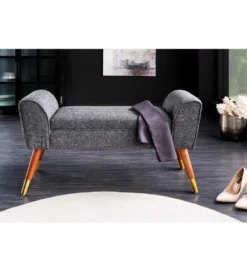Ławka SCARLETT 90 cm tkanina bouclé antracyt