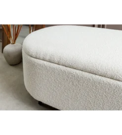 Ławka VOQUE 110 cm z pojemnikiem Bouclé kremowo biała