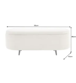 Ławka VOQUE 110 cm z pojemnikiem Bouclé kremowo biała