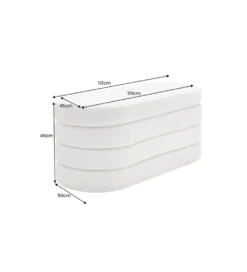 Ławka VOQUE 115 cm z pojemnikiem Bouclé kremowo biała