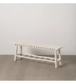 Ławka WORN 120 cm drewno teak bielona
