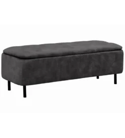 Ławka z schowkiem EN VOUGE 120 cm welwet szary