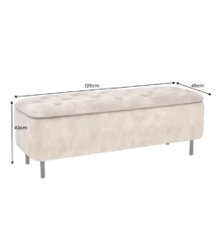 Ławka z schowkiem EN VOUGE 120 cm welwet szary
