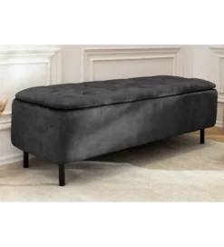 Ławka z schowkiem EN VOUGE 120 cm welwet szary