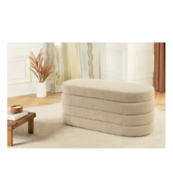 Ławka z schowkiem VOQUE 115 cm bouclé taupe