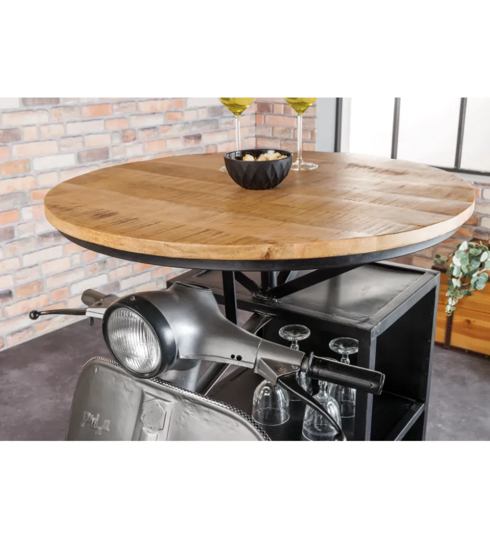 Barek stolik kawowy SCOOTER 120 cm blat drewno mango