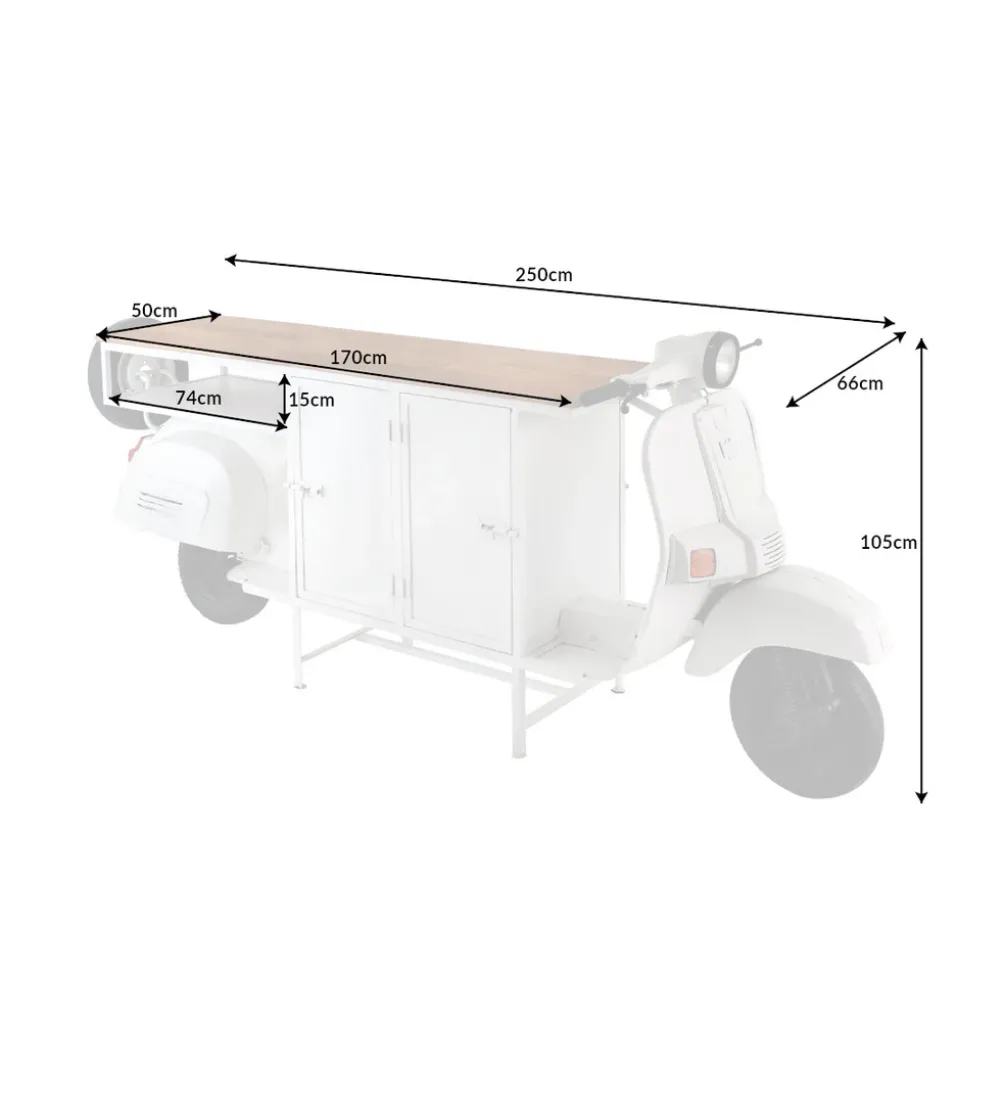 Barowa komoda SCOOTER 250 cm drewno mango