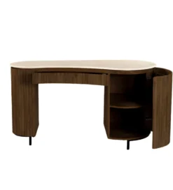 Biurko BRIX DEXTER 136 cm drewno mango brązowe kamień bottecino