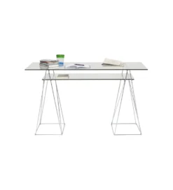 Biurko szklane POLAR 130 cm srebrne