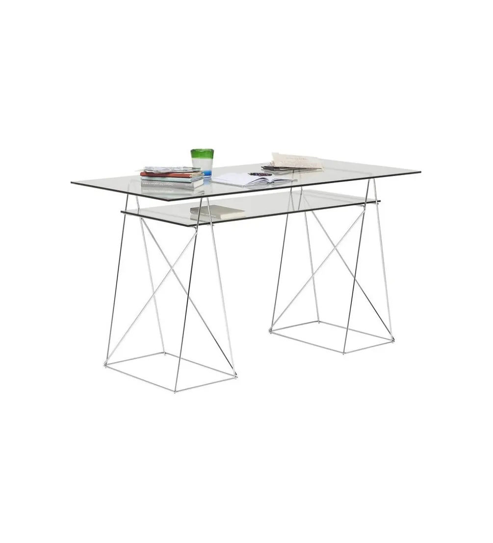 Biurko szklane POLAR 130 cm srebrne