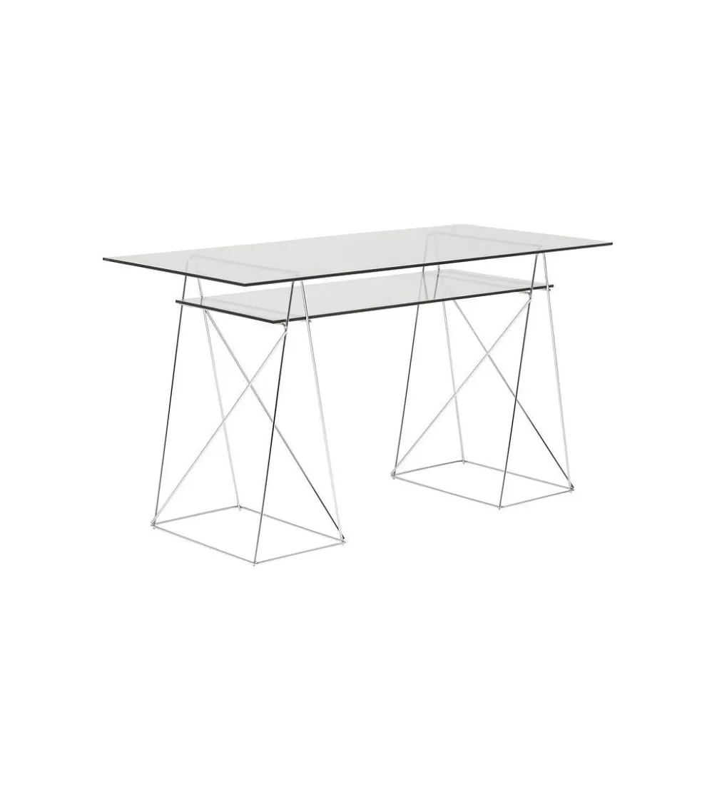 Biurko szklane POLAR 130 cm srebrne