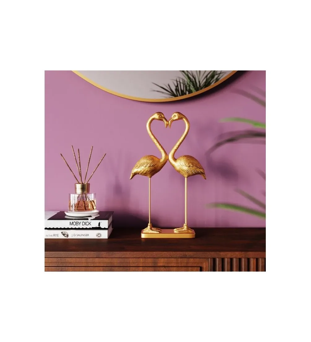 Figurka Flamingo Love 29 cm złota