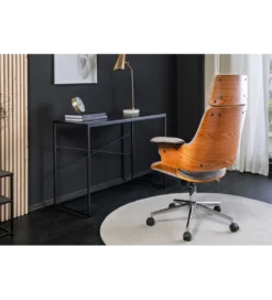 Fotel biurowy MANHATTAN od 44 do 54 cm szary drewno dębu