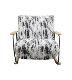 Fotel bujany KYLE 80 cm bouclé czarnobiały