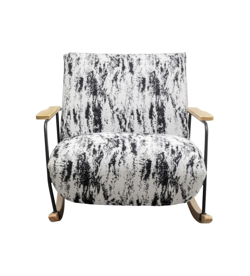 Fotel bujany KYLE 80 cm bouclé czarnobiały