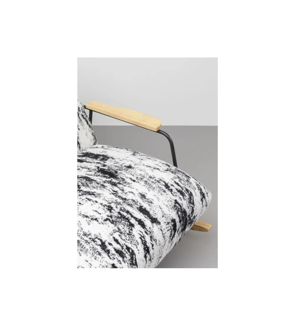 Fotel bujany KYLE 80 cm bouclé czarnobiały