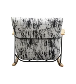 Fotel bujany KYLE 80 cm bouclé czarnobiały
