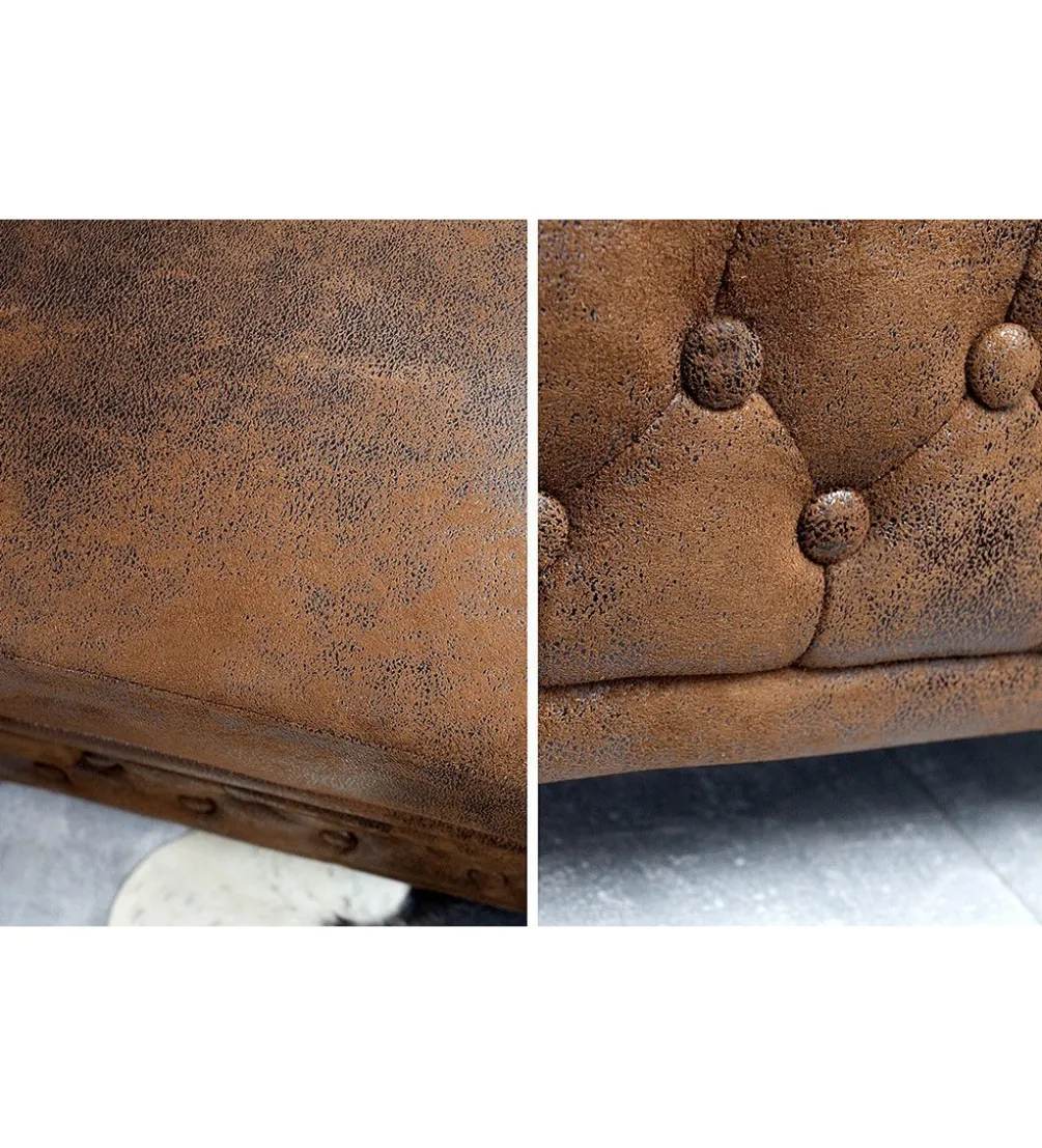 Fotel Chesterfield 110 cm antyczny brąz