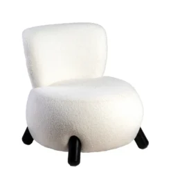 Fotel ENKIR 73 cm biały tapicerowany boucle
