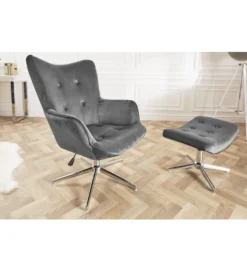 Fotel Lounger 110 Cm- 110 Cm Szary Aksamit