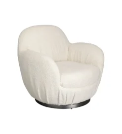 Fotel obrotowy Nube Bouclé 88 cm kremowy