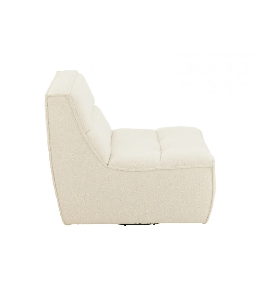 Fotel obrotowy Swivel Bouclé 83 cm kremowy