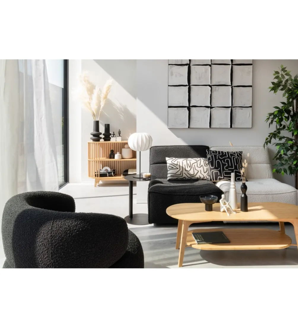 Fotel obrotowy Swivel Bouclé 83 cm kremowy