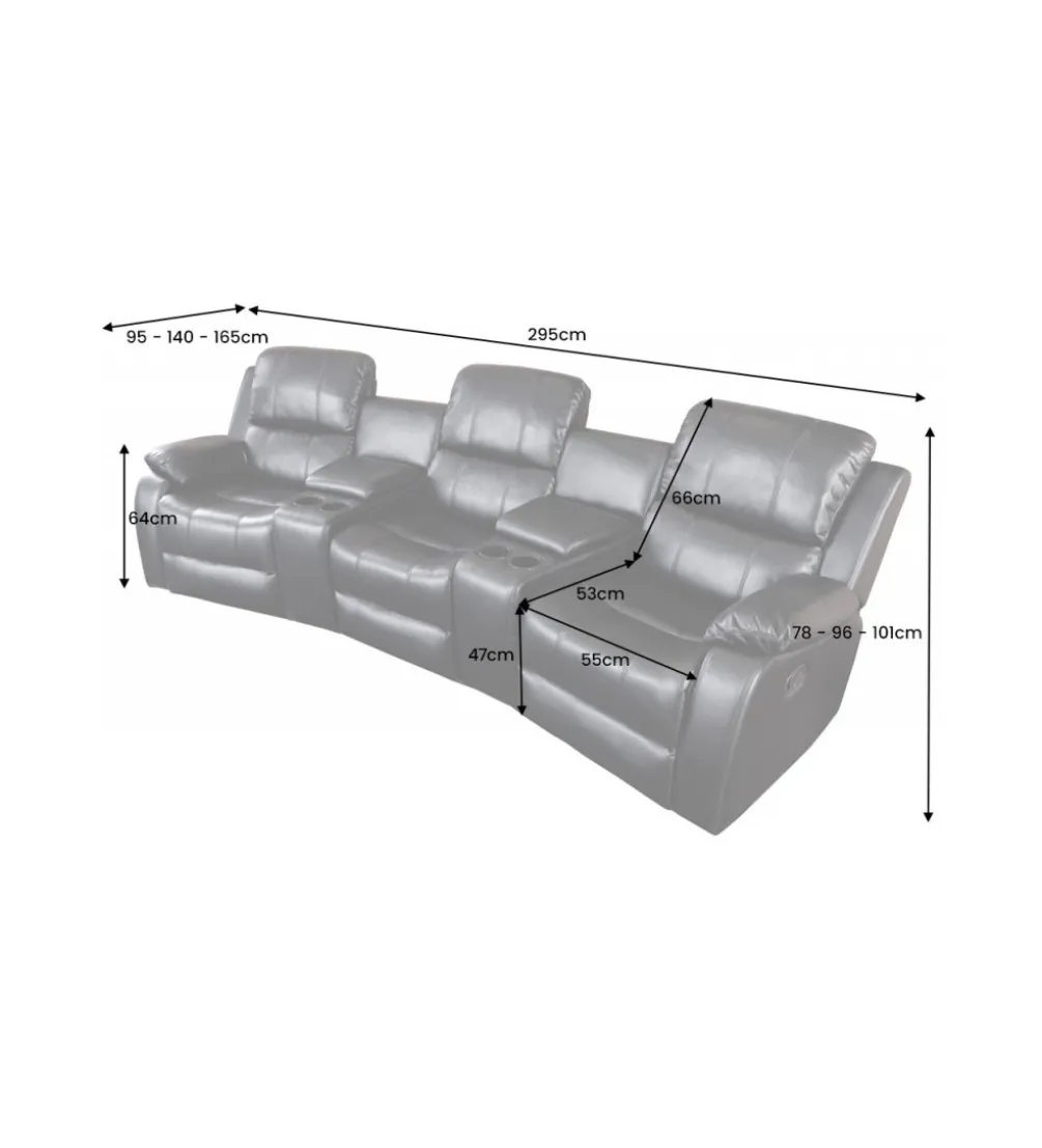Fotel trzyosobowy DALLAS Hollywood 295 cm czarny