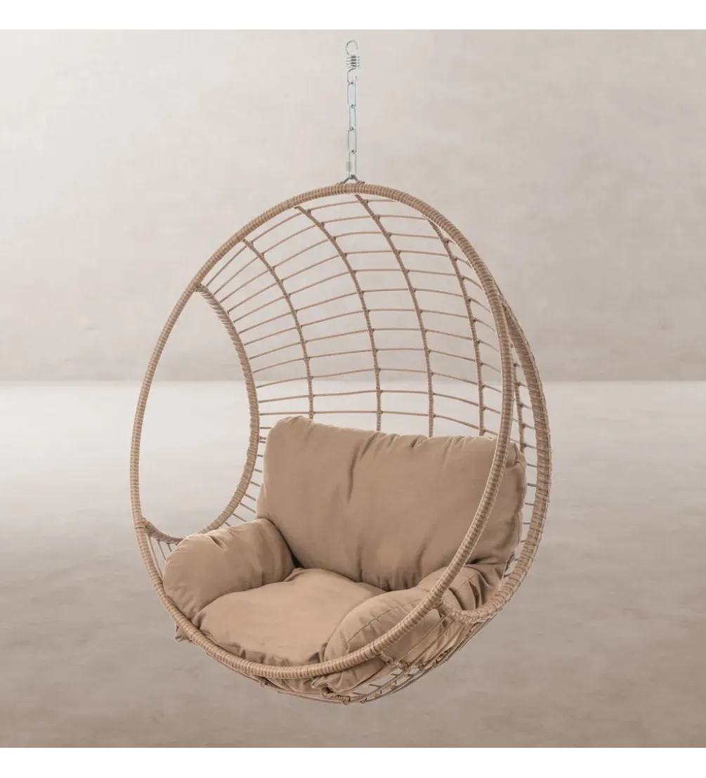 Fotel wiszący ARIKI 105 cm rattan beżowy
