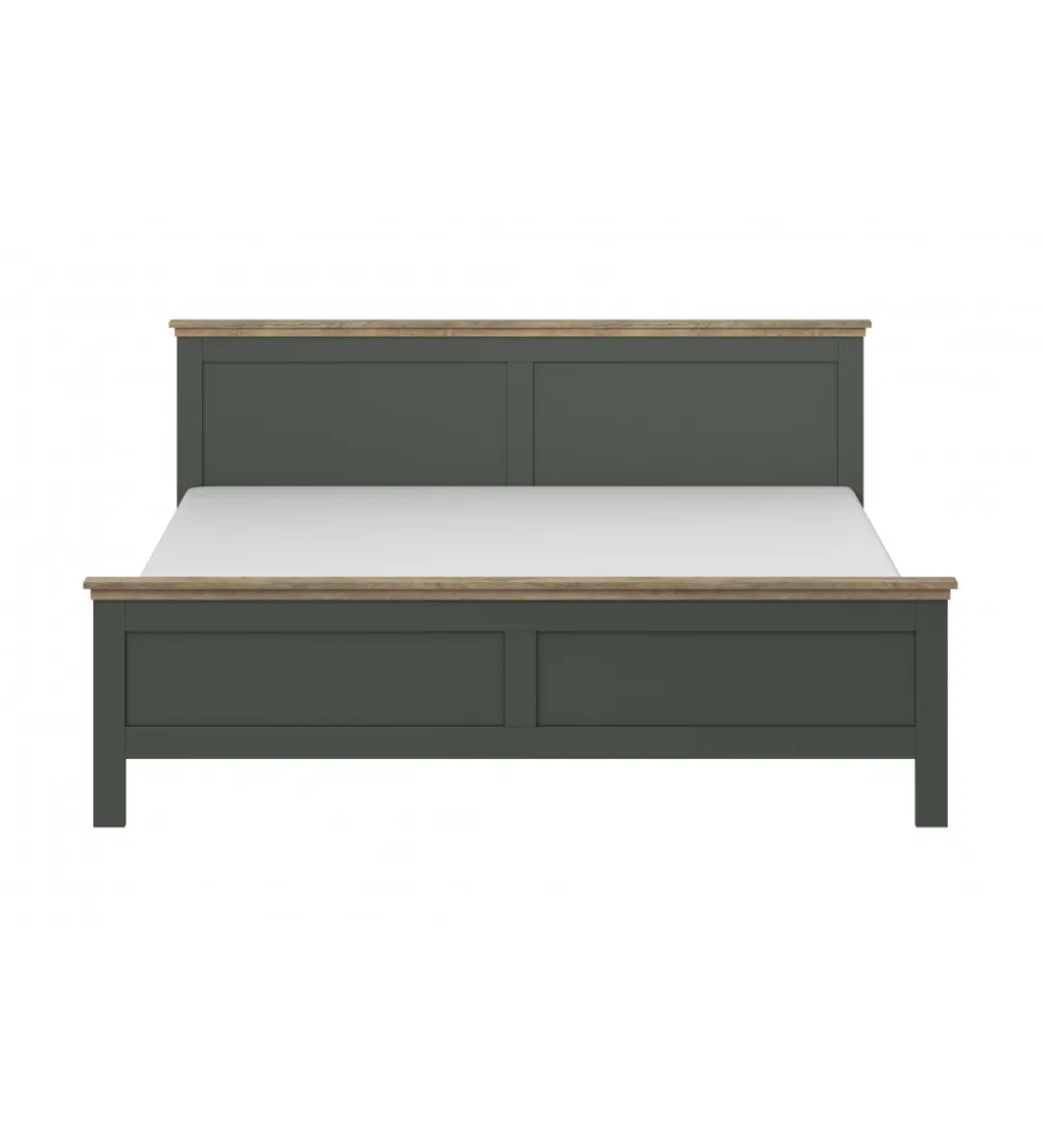 Łóżko EVORA 160 cm x 200 cm zielone z dodatkiem koloru dąb Lefkas