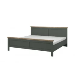 Łóżko EVORA 180 cm x 200 cm zielone z dodatkiem koloru dąb Lefkas