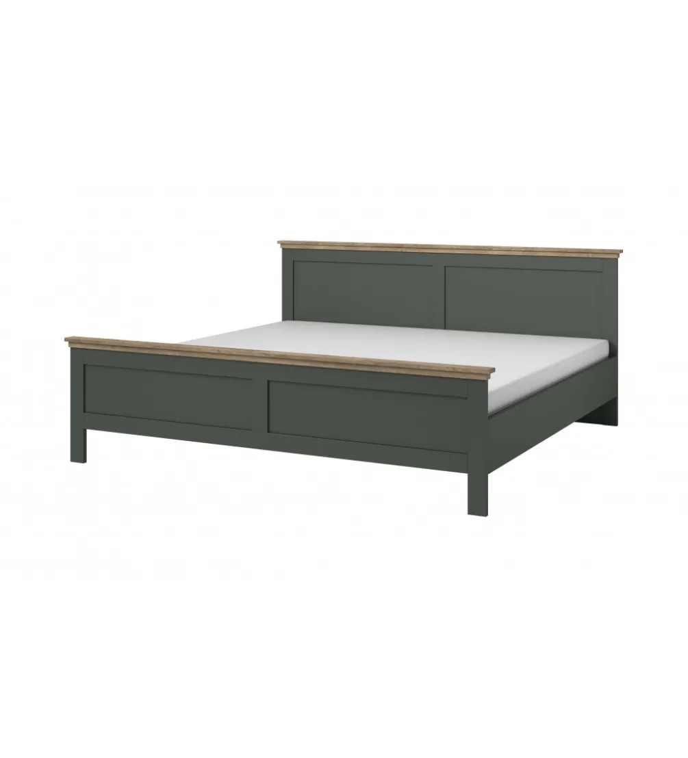 Łóżko EVORA 180 cm x 200 cm zielone z dodatkiem koloru dąb Lefkas