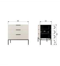 Komoda ADAM 94 cm drewno sosny dust