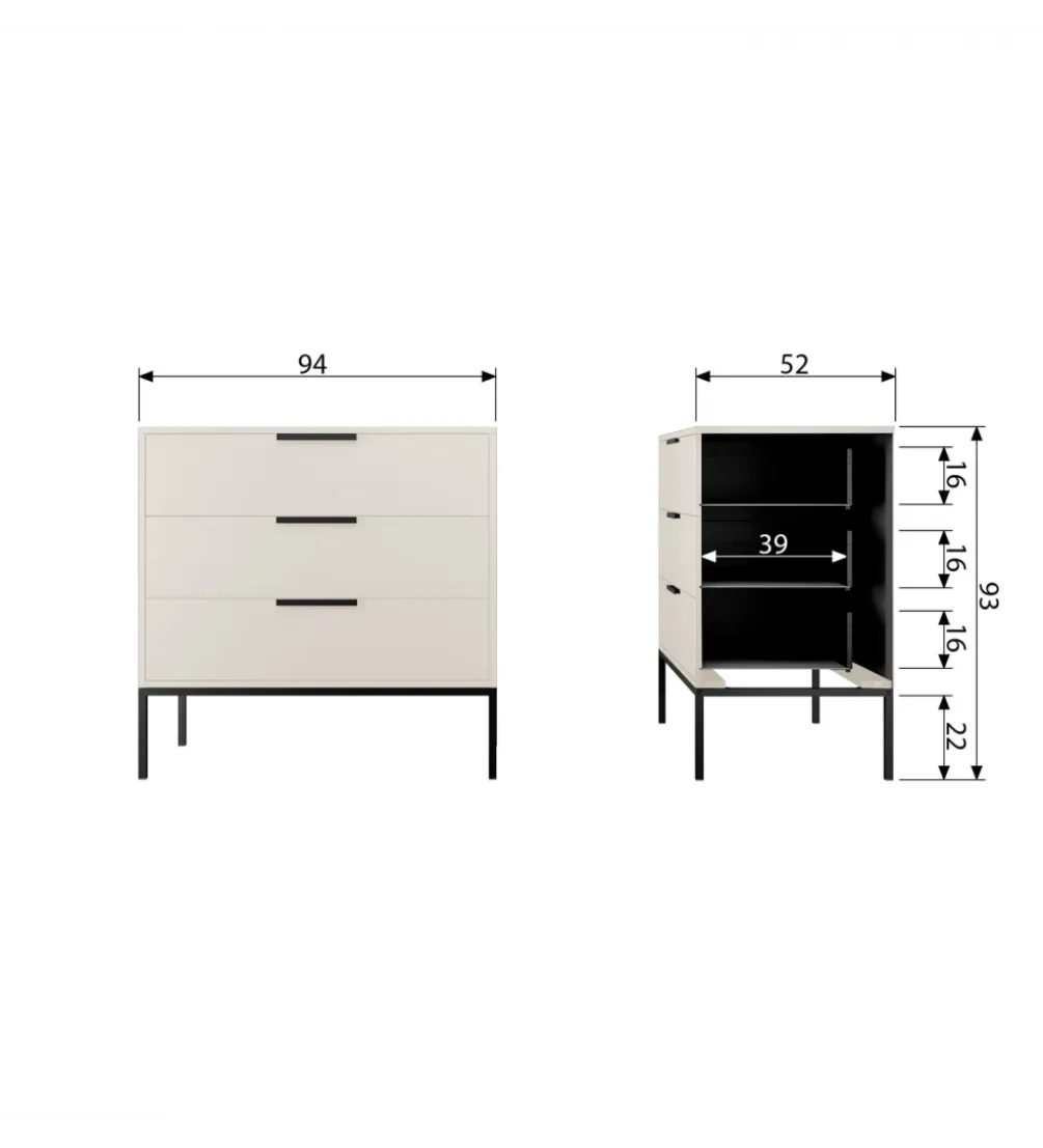 Komoda ADAM 94 cm drewno sosny dust
