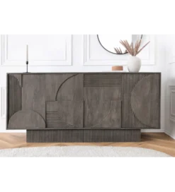Komoda ART DECO 170 cm drewno mango szary