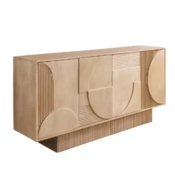 Komoda ART DECO 170 cm drewno mango biało beżowa