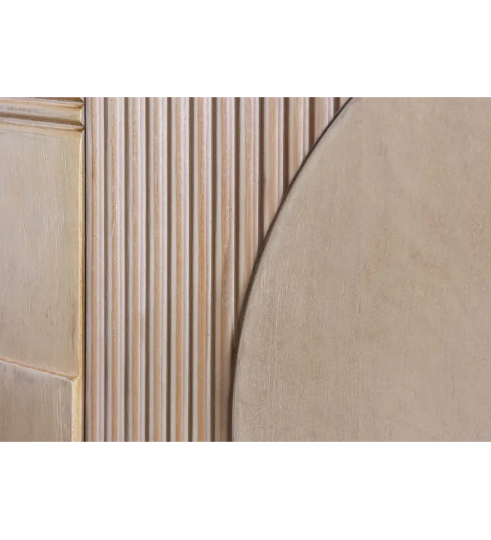 Komoda ART DECO 170 cm drewno mango biało beżowa