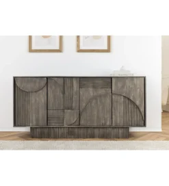 Komoda ART DECO 170 cm drewno mango szary